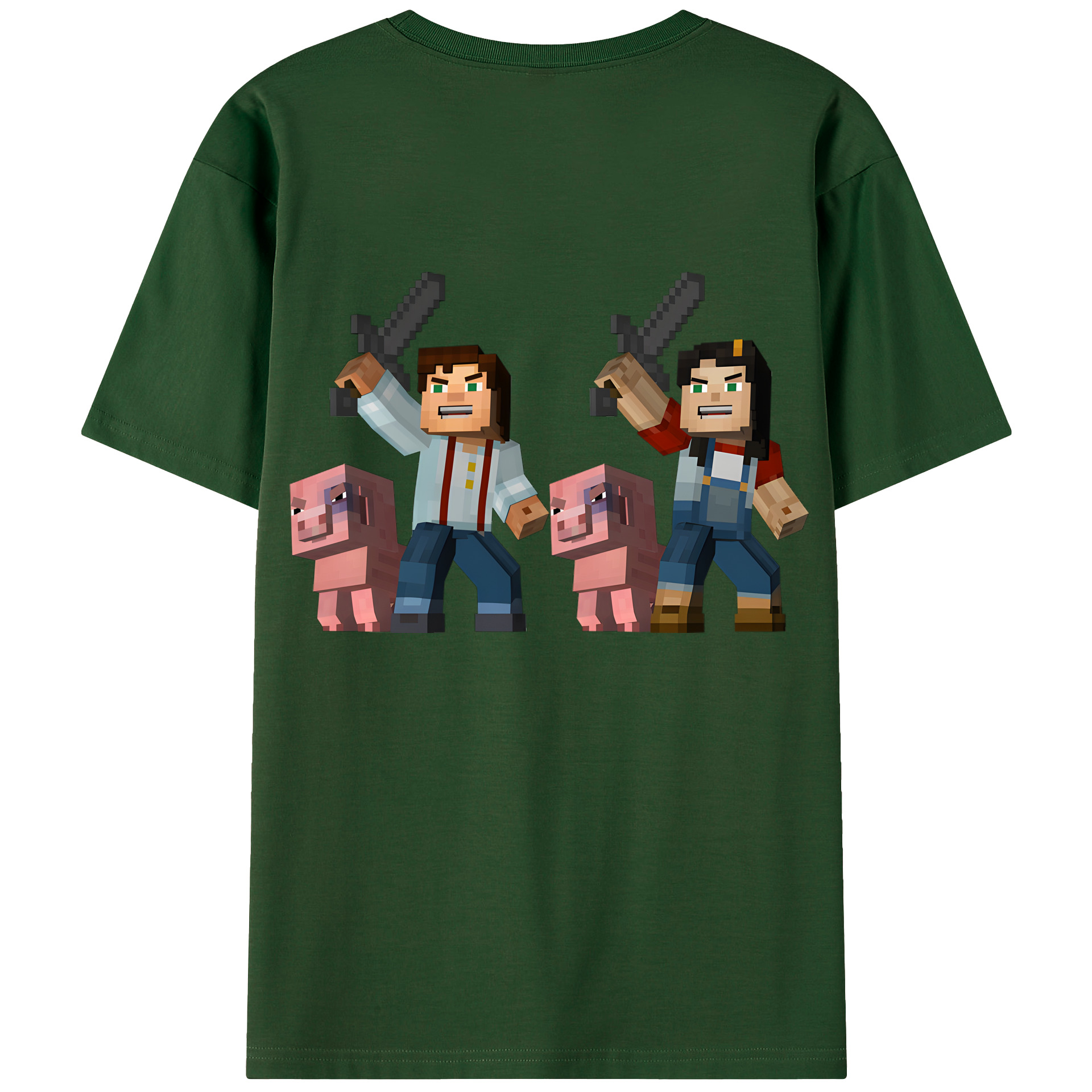 （画像用） マインクラフト ブロックの世界 Minecraft MC Block world 綿100％半袖Tシャツ（背面プリント）